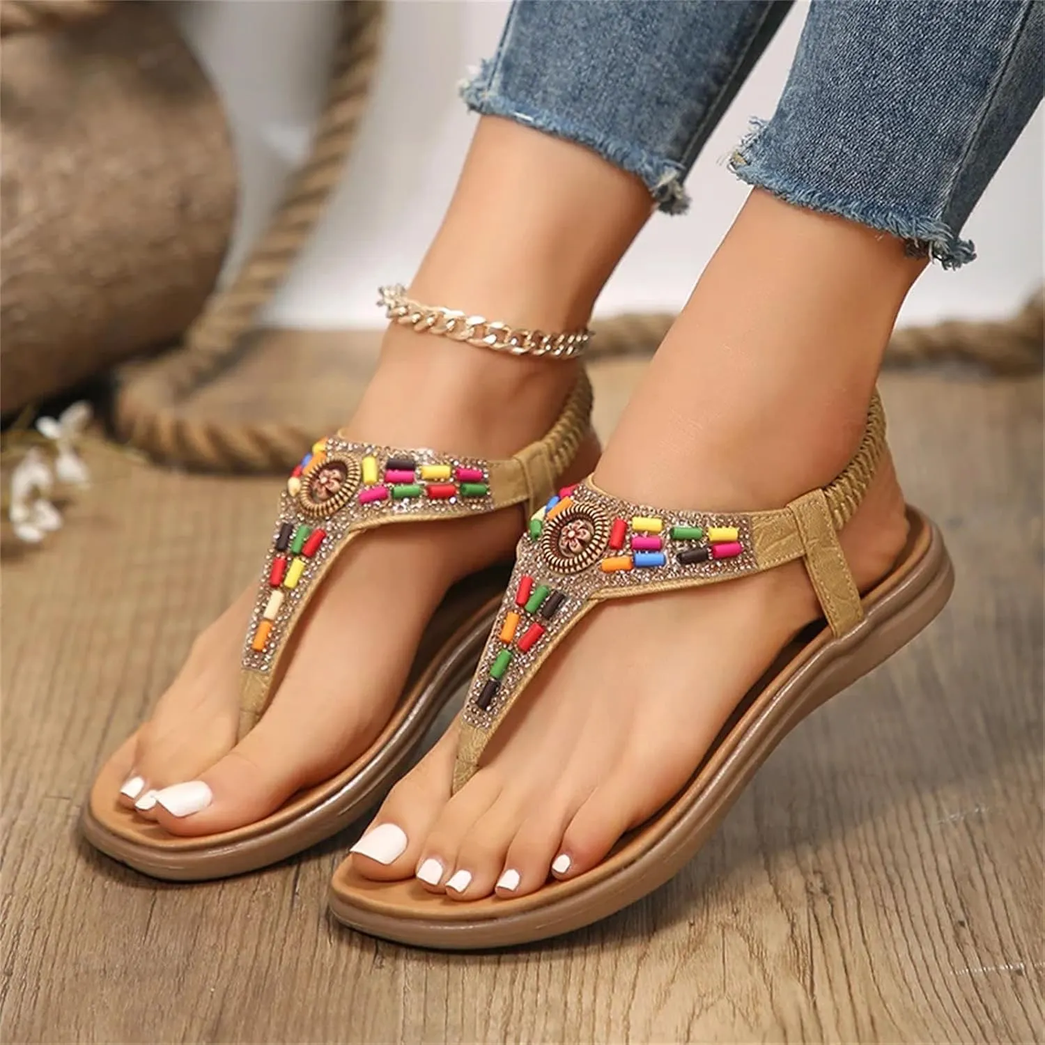 Women's Clip Toe Gladiator Sandals Vintage Summer Casual Beach Shoes