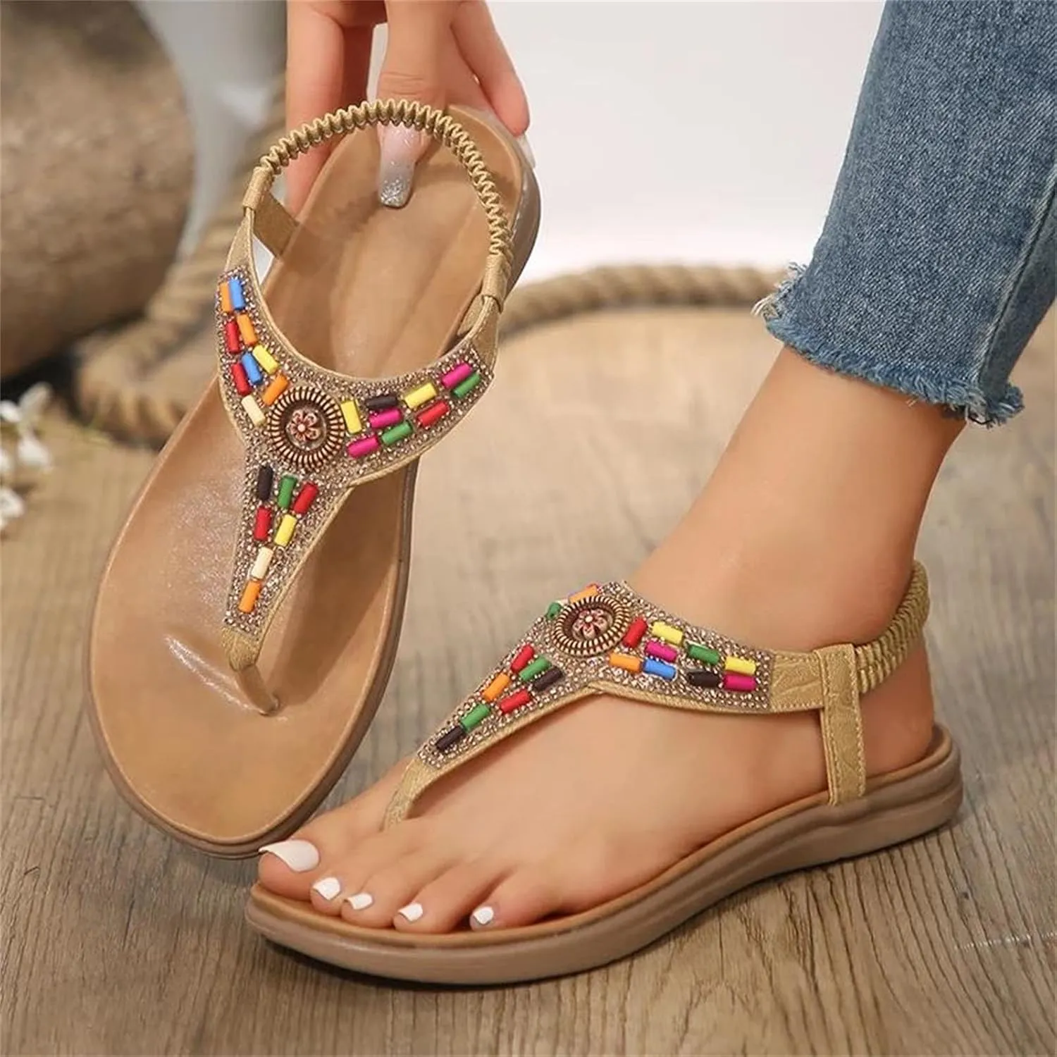 Women's Clip Toe Gladiator Sandals Vintage Summer Casual Beach Shoes