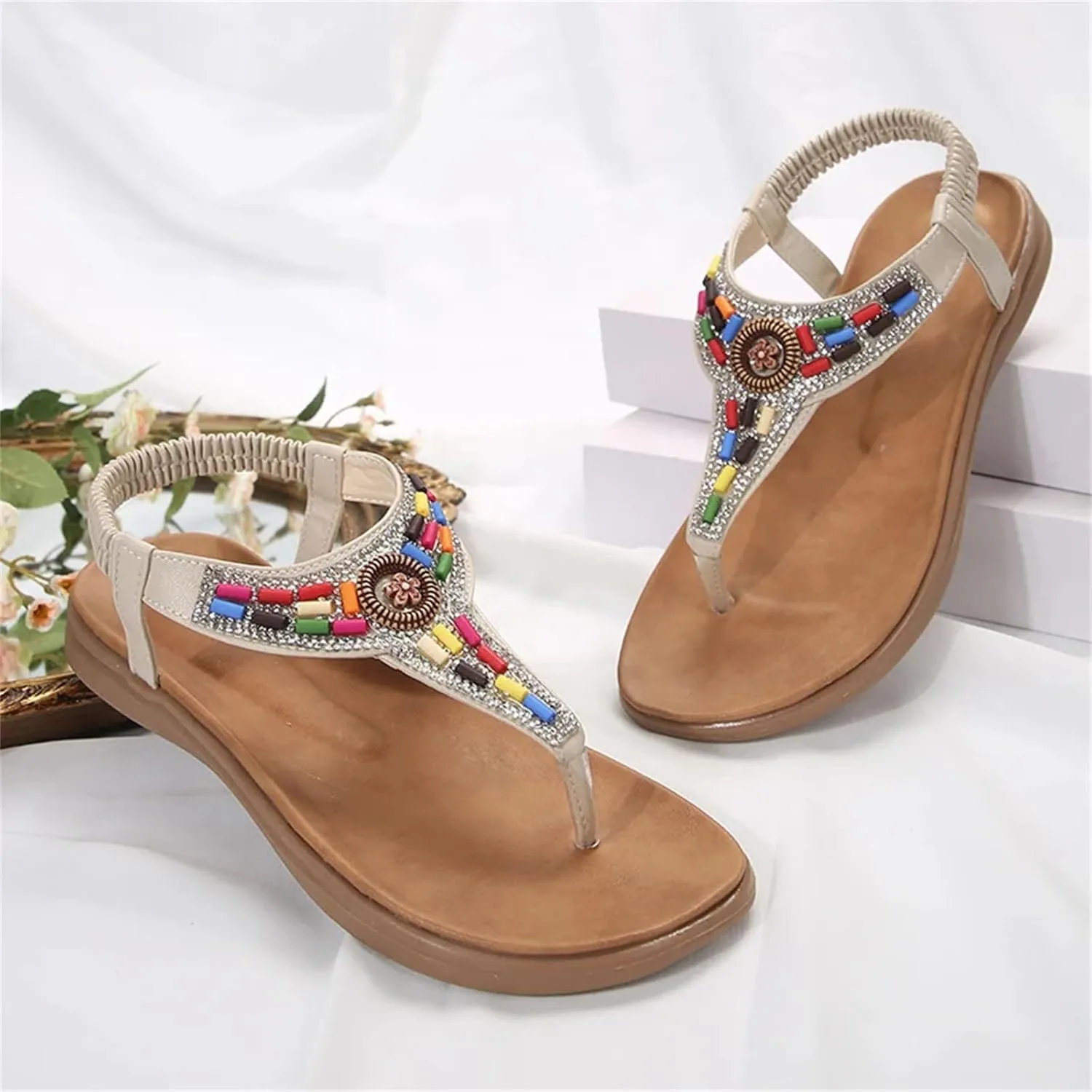 Women's Clip Toe Gladiator Sandals Vintage Summer Casual Beach Shoes