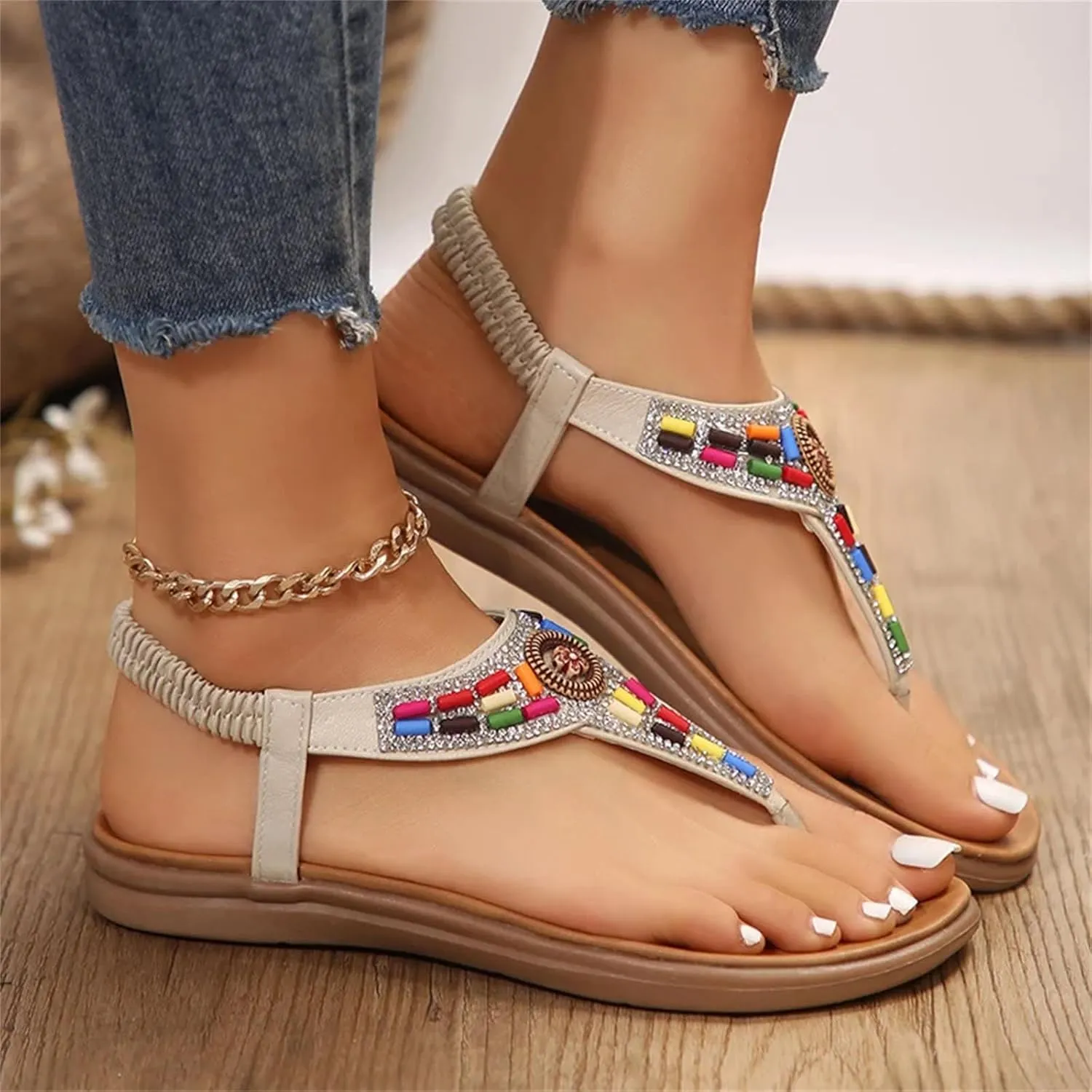 Women's Clip Toe Gladiator Sandals Vintage Summer Casual Beach Shoes