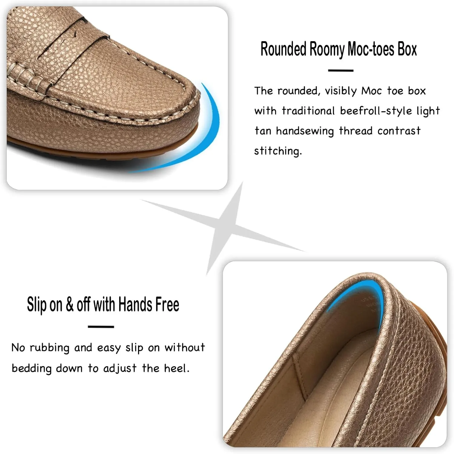 Women's Comfortable & Lightweight Leather Penny Loafers Slip-Ons Cute Business Casual Dress Shoes Work Office Flats Everyday Walking Shoes Driving Mocs for Women