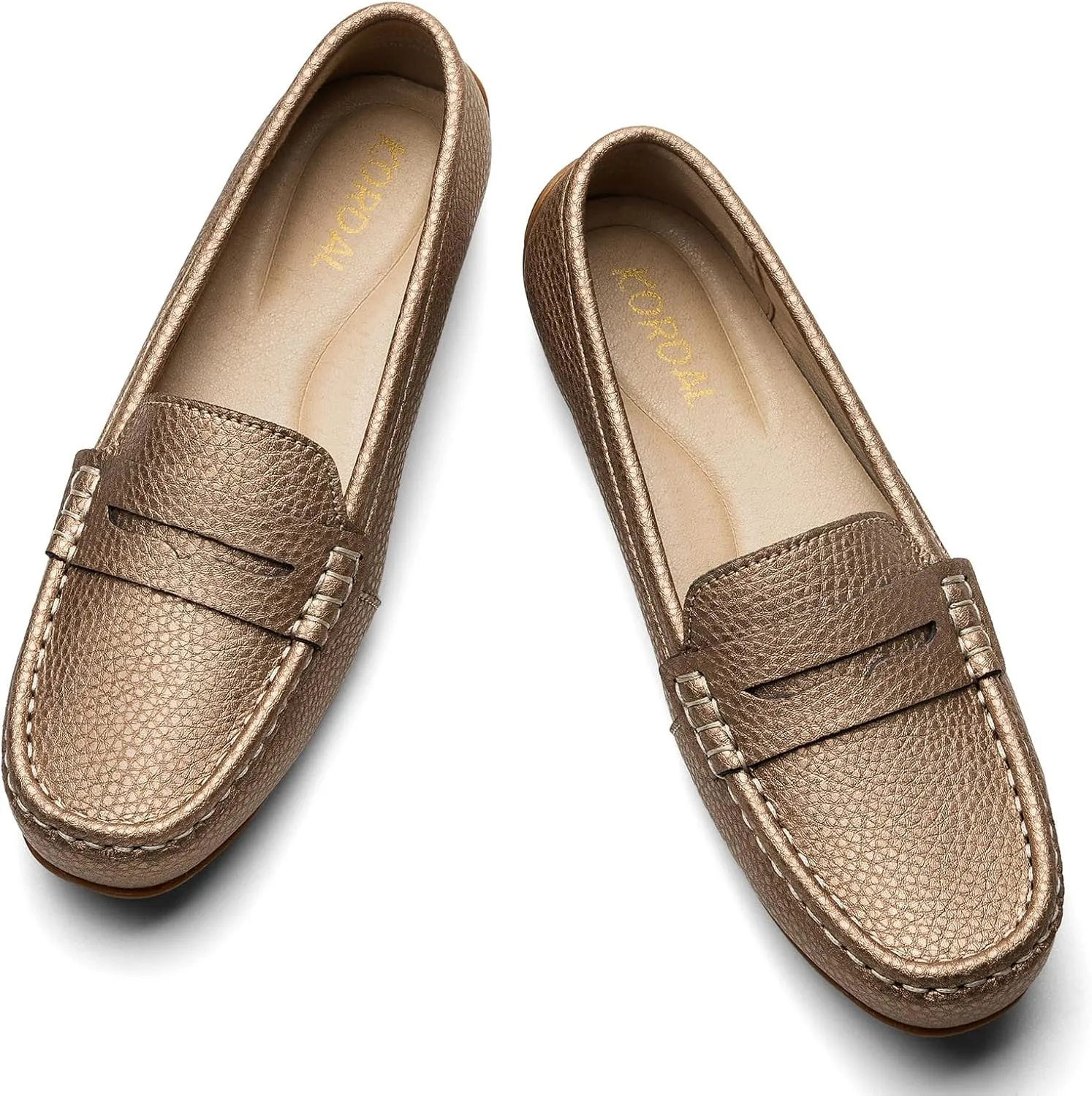 Women's Comfortable & Lightweight Leather Penny Loafers Slip-Ons Cute Business Casual Dress Shoes Work Office Flats Everyday Walking Shoes Driving Mocs for Women