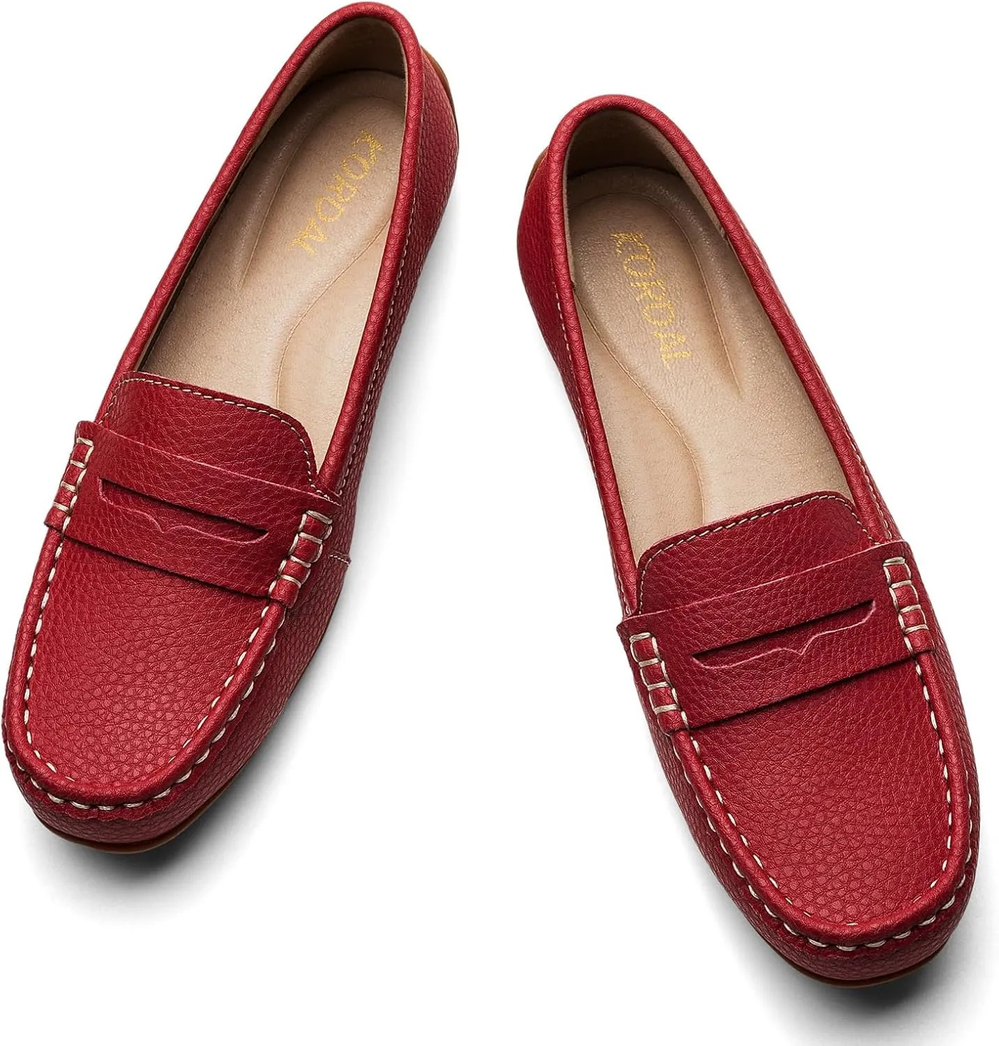Women's Comfortable & Lightweight Leather Penny Loafers Slip-Ons Cute Business Casual Dress Shoes Work Office Flats Everyday Walking Shoes Driving Mocs for Women