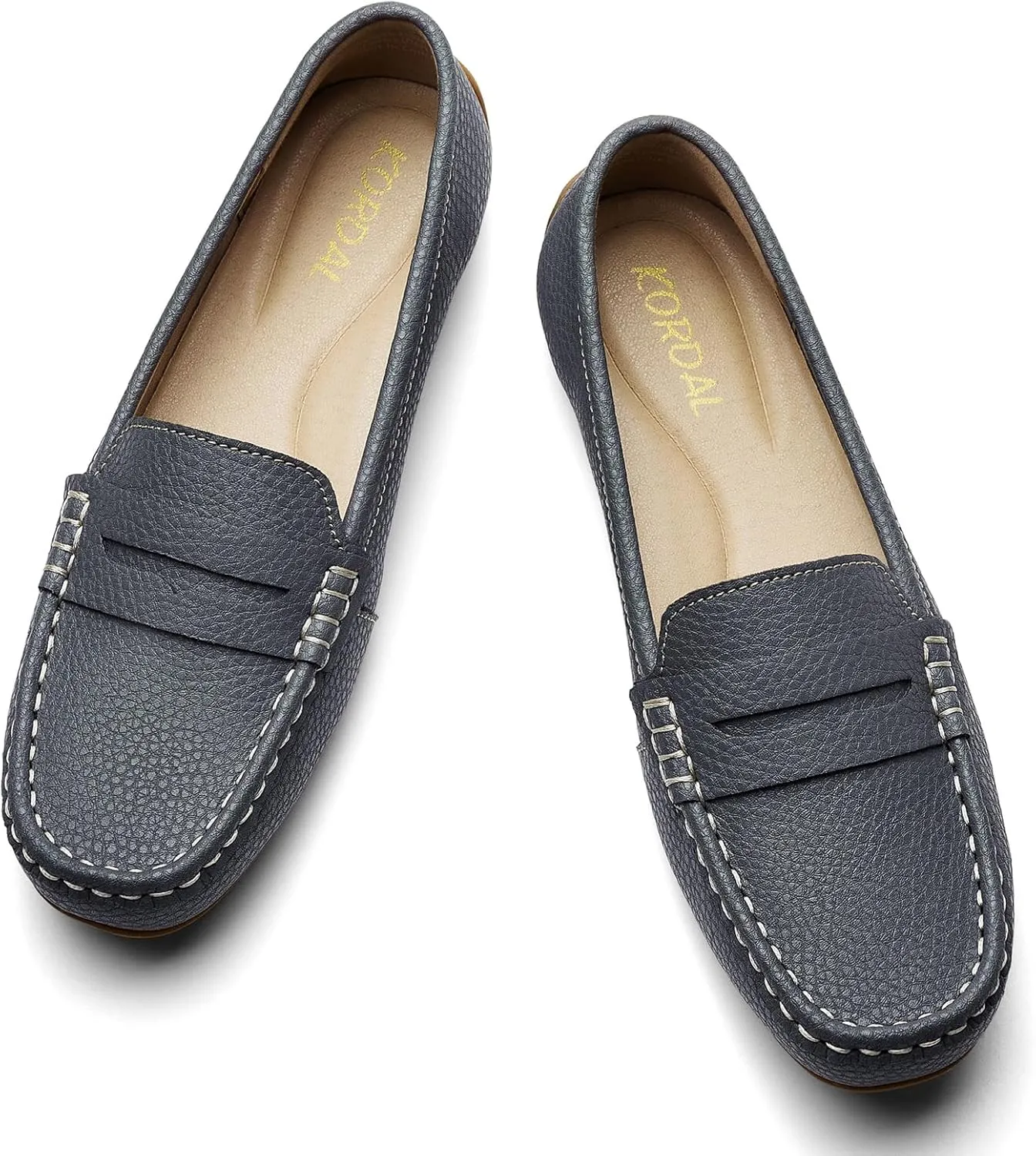 Women's Comfortable & Lightweight Leather Penny Loafers Slip-Ons Cute Business Casual Dress Shoes Work Office Flats Everyday Walking Shoes Driving Mocs for Women