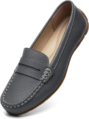Women's Comfortable & Lightweight Leather Penny Loafers Slip-Ons Cute Business Casual Dress Shoes Work Office Flats Everyday Walking Shoes Driving Mocs for Women