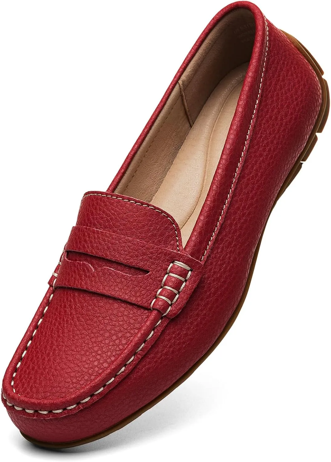 Women's Comfortable & Lightweight Leather Penny Loafers Slip-Ons Cute Business Casual Dress Shoes Work Office Flats Everyday Walking Shoes Driving Mocs for Women