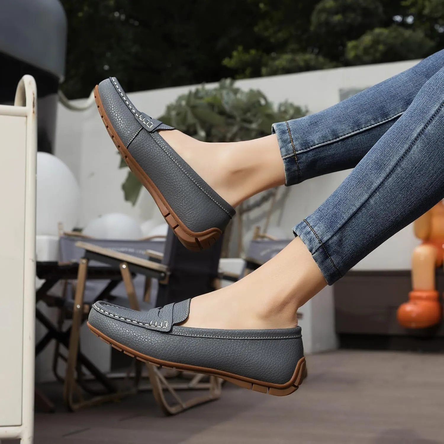 Women's Comfortable & Lightweight Leather Penny Loafers Slip-Ons Cute Business Casual Dress Shoes Work Office Flats Everyday Walking Shoes Driving Mocs for Women