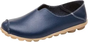 Women's Comfortable Loafers Comfort Walking Boat Shoes Non Slip Soft Leather Flat Sandals for Women Breathable Low Top Lightweight Athletic Outdoor Walking Shoes Driving Flats
