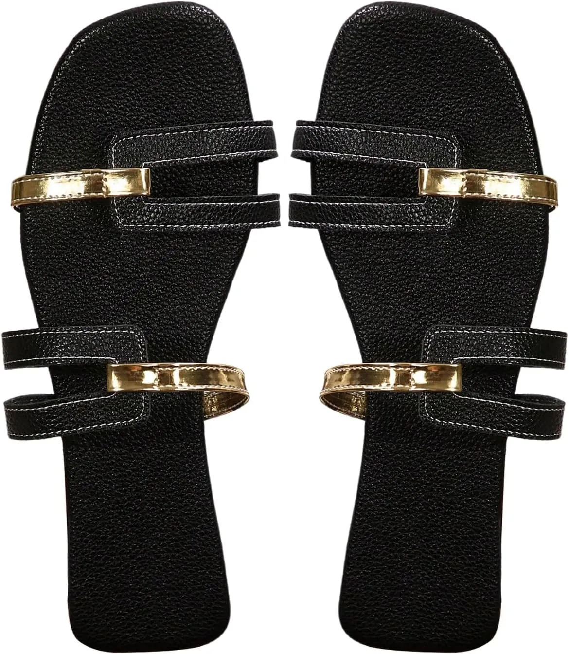 Women's Cut Out Sandal Leather Flat Sandal Dressy Open Toe Slip On Summer Vacation Flat Sandals