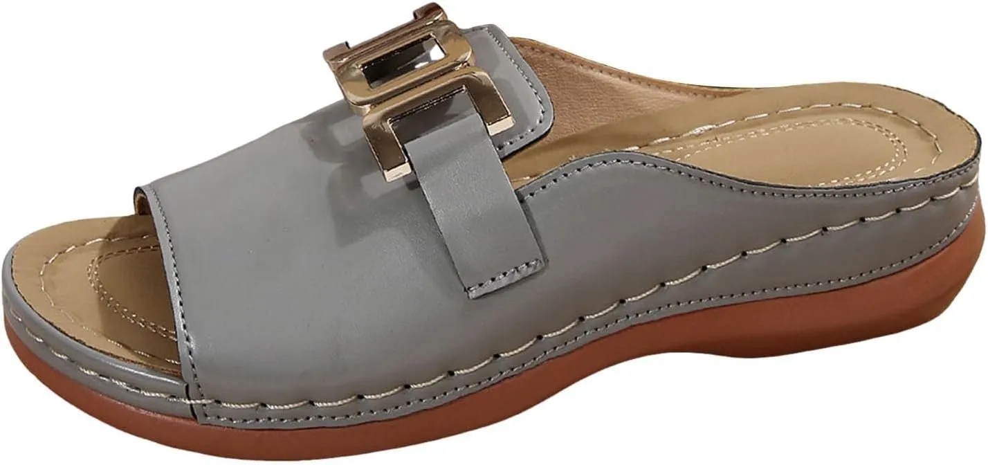 Women's Dressy Flat Sandals Comfortable Slip On Leather Slide Flip Flops Lightweight Casual 2025 Beach Slides Footwear Flop Slippers Summer Arch Support Ladies Comfort Walking Thong Flats