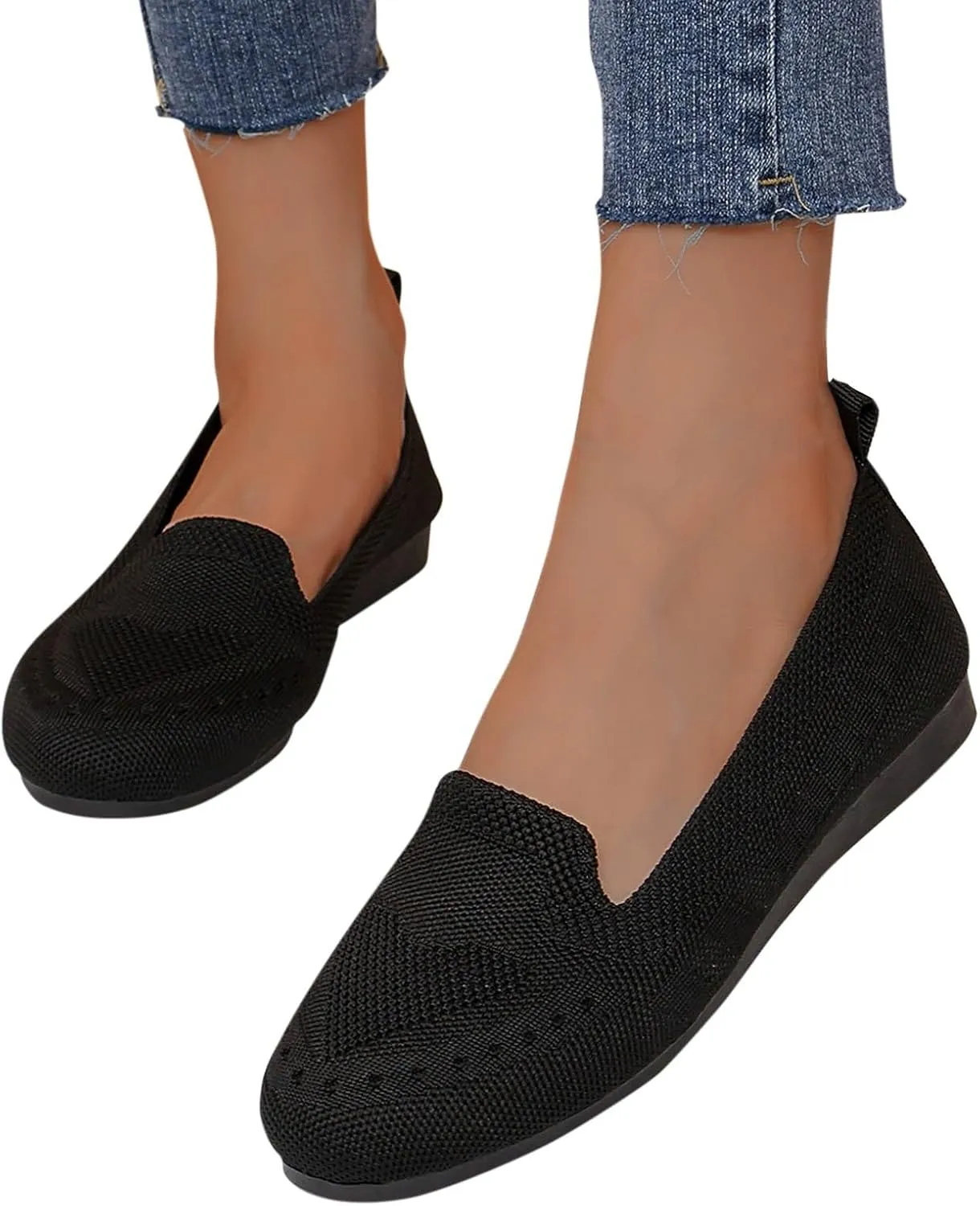 Women's Dressy Flats Knit Shoes Non Slip Flats for Daily Wear, Comfortable Soft Cushion and Breathable Walking Shoes