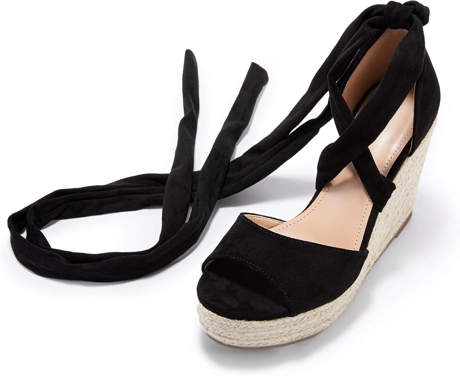 Womens Espadrilles Wedges Sandals Heels Open Toe Tie Lace Up Platform Ankle Strap Summer Dress Shoes