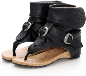 Womens Fashion T-Strap Clip Open-Toe Flat Sandals Casual High Top Back Zip Summer Thong Flip Flops Gladiator Roman Sandal Shoes
