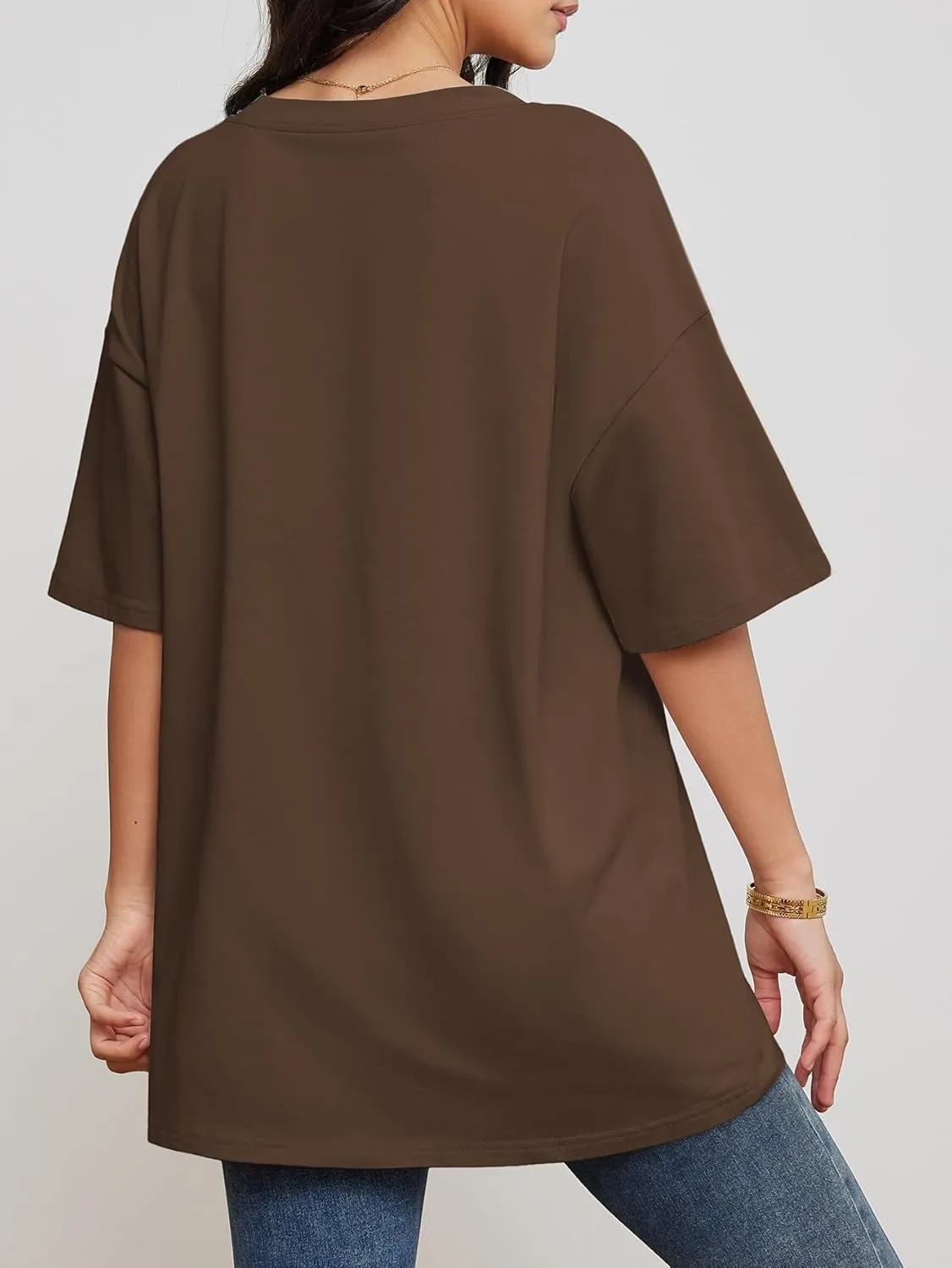Womens Fashion Workout T Shirts Athletic Oversized Tops Summer Trendy Clothes Short Sleeve V Neck Tunic 2025
