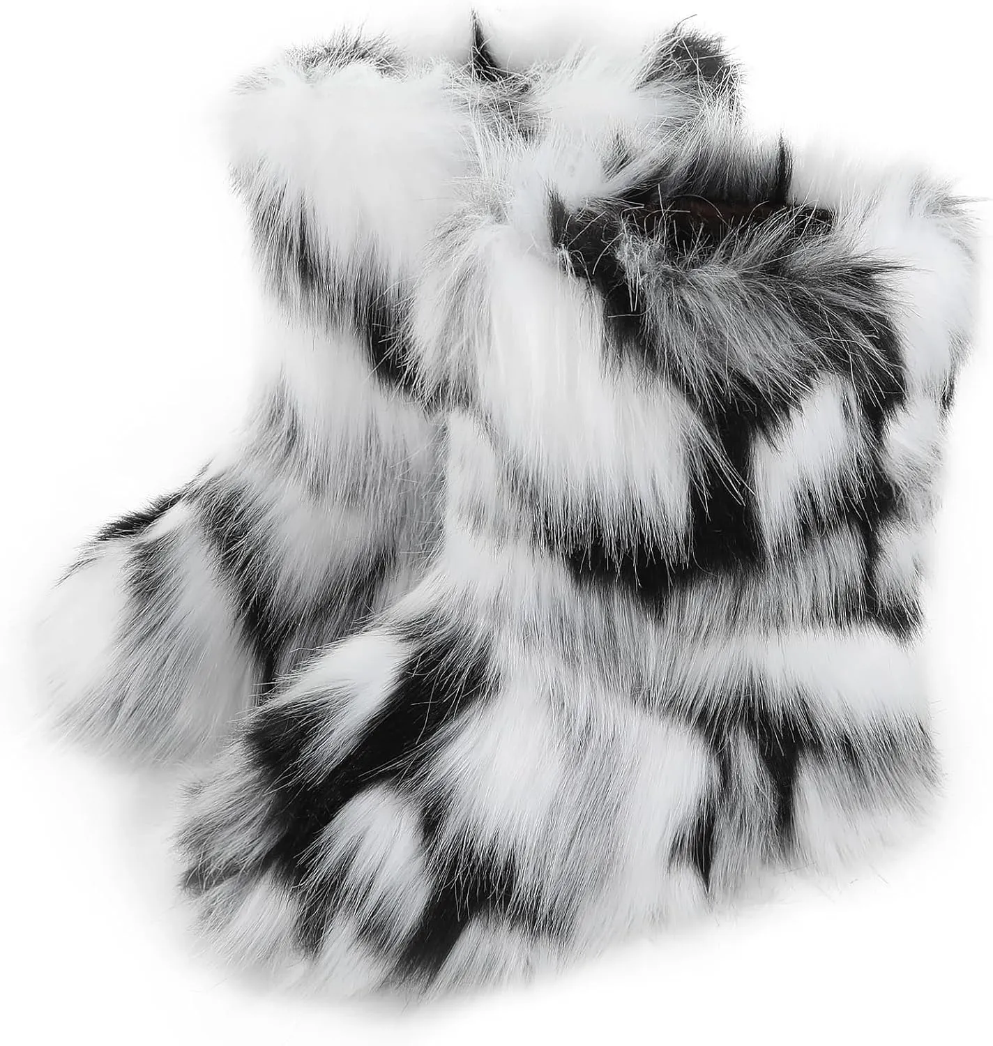 Women's Faux Fur Boots Furry Snow Boots Fuzzy Winter Shoes Fluffy Mid-Calf Flat Boots