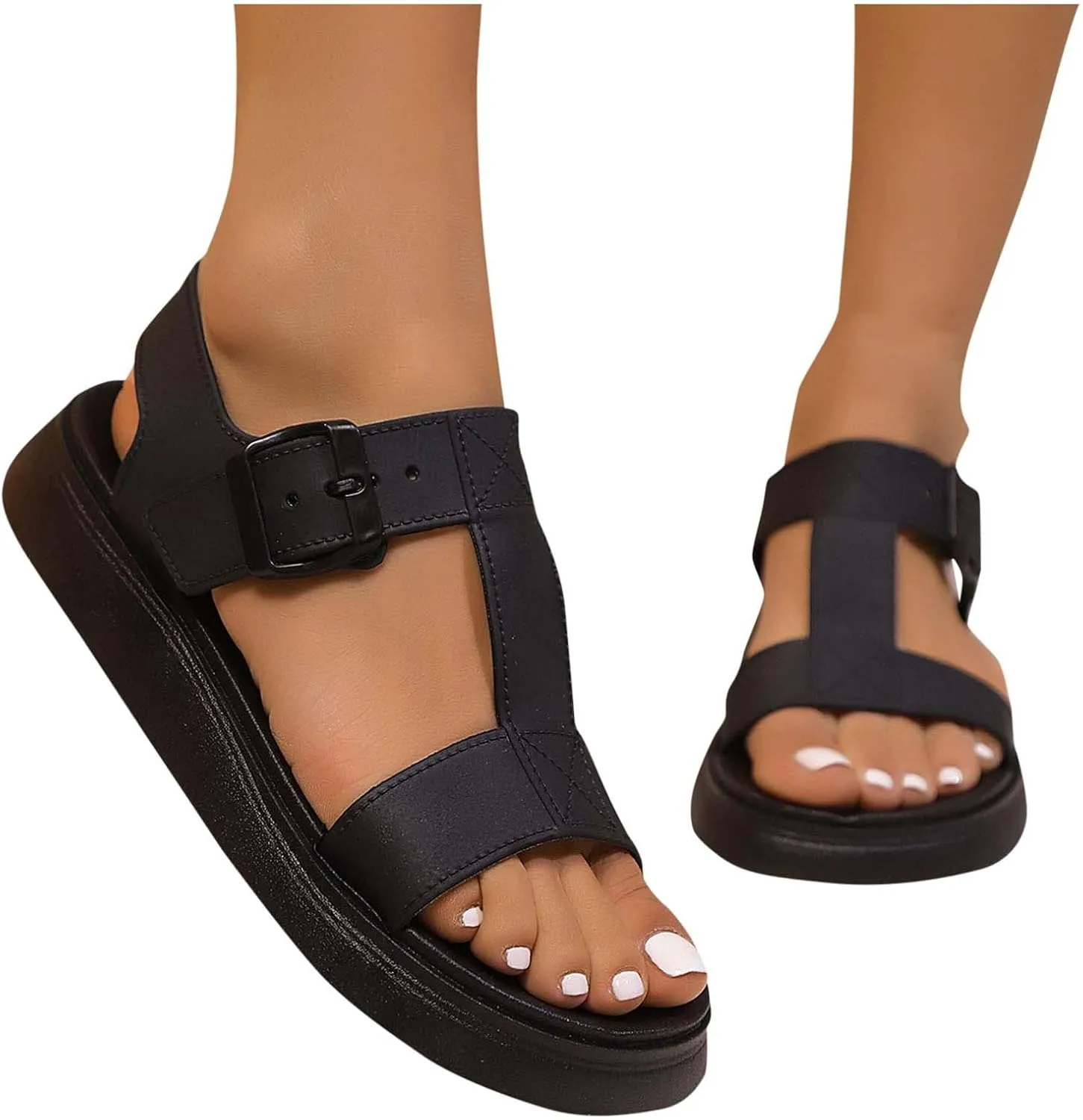 Women's Flat Sandals Comfortable Outdoor Hiking Casual Sandals Open Toe Buckle Sandal Walking Summer Shoes 2025 New