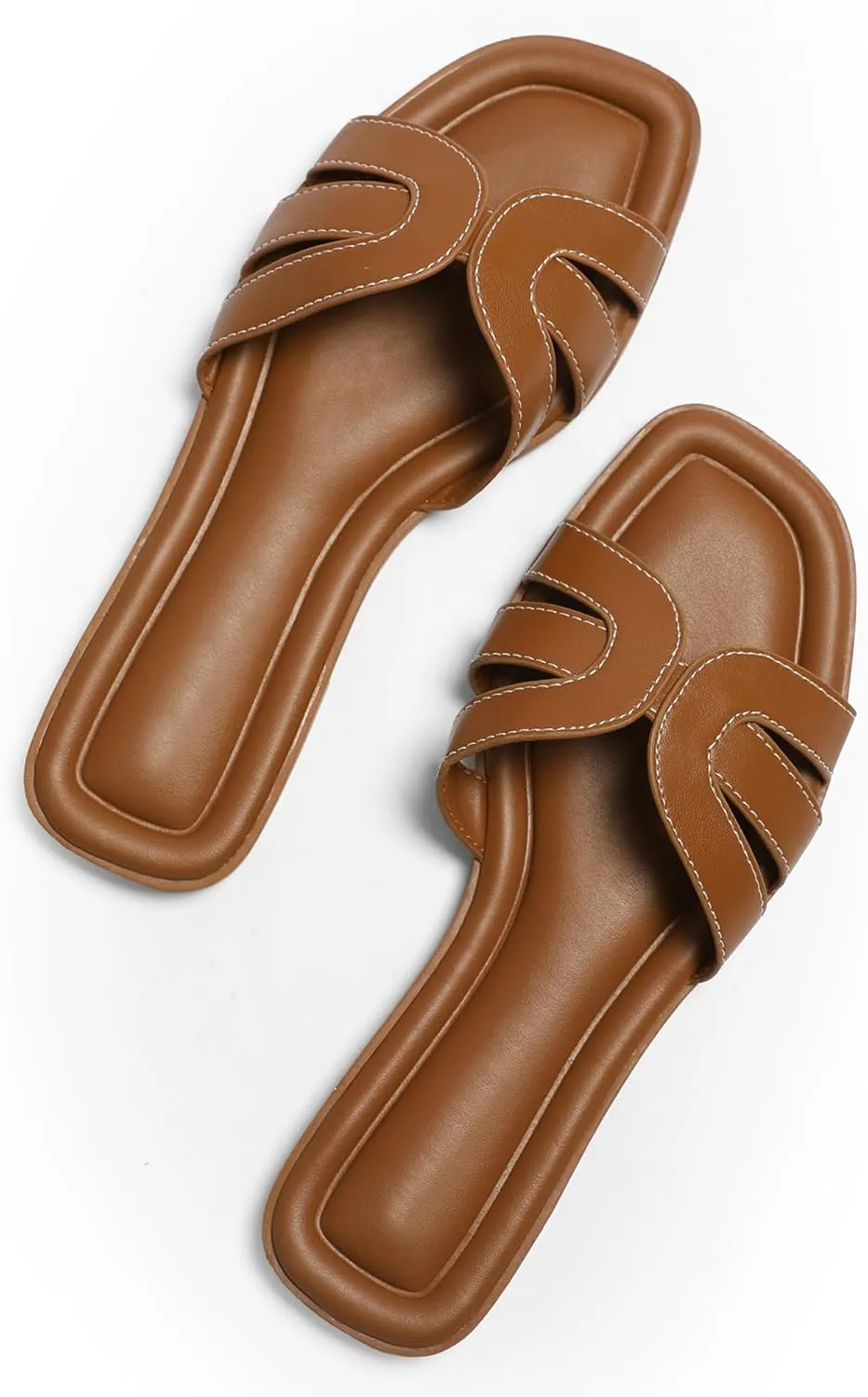 Womens Flat Sandals Dressy Sandals Comfort Slide Black Brown White Sandals Size 5-10