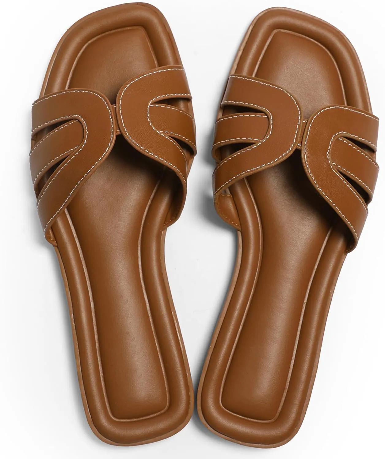 Womens Flat Sandals Dressy Sandals Comfort Slide Black Brown White Sandals Size 5-10