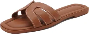 Womens Flat Sandals Dressy Sandals Comfort Slide Black Brown White Sandals Size 5-10
