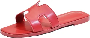Women's Flat Sandals, Ladies Slip on Leather Slippers, Comfy Dressy Flat Shoes Elegant Slides Summer Fall Spring Cute Open Toe Casual Wear