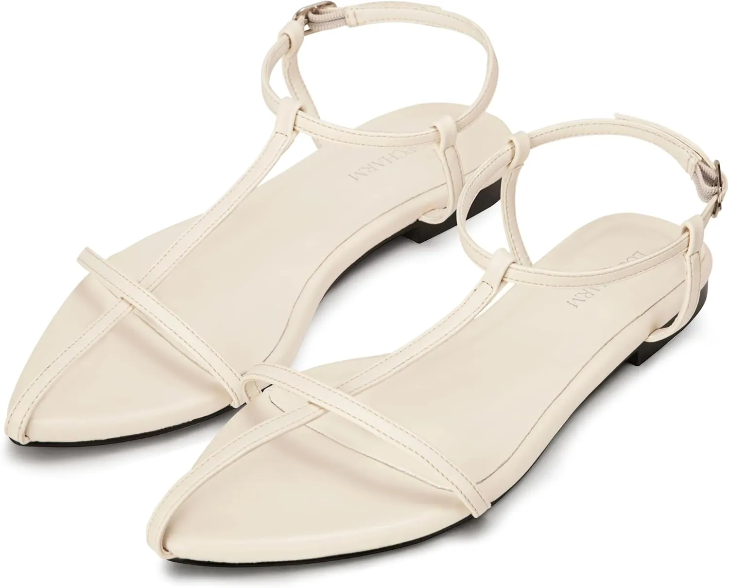 Women's Flat Sandals Pointed Open Toe T-Strap Comfortable Gladiator Summer Slide Strappy Sandals