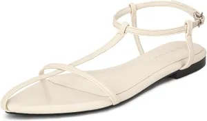 Women's Flat Sandals Pointed Open Toe T-Strap Comfortable Gladiator Summer Slide Strappy Sandals