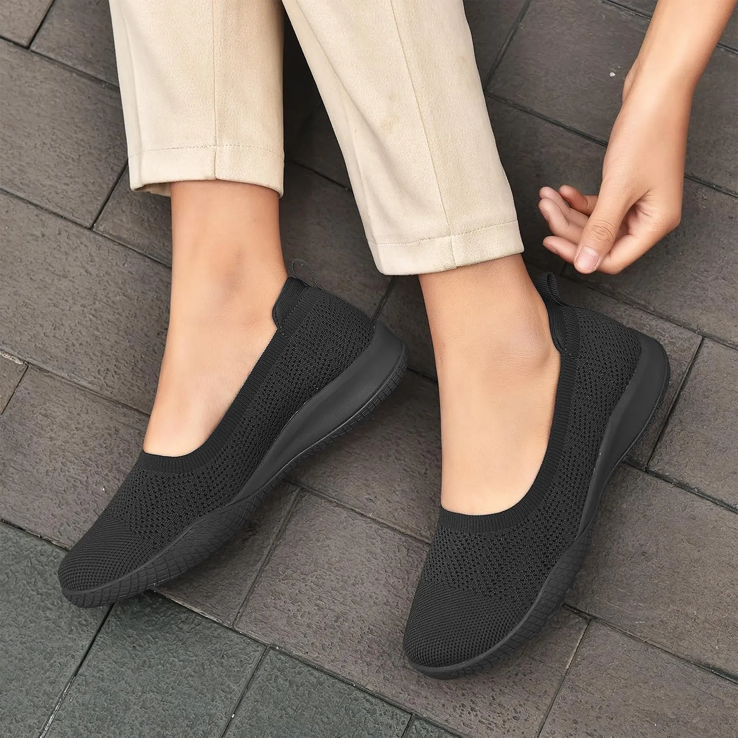 Women's Flats Slip On Go Walk Shoes for Women Comfortable Walking Sneakers Knit Low Wedge Dressy Ballet Shoes Zapatos para Mujer