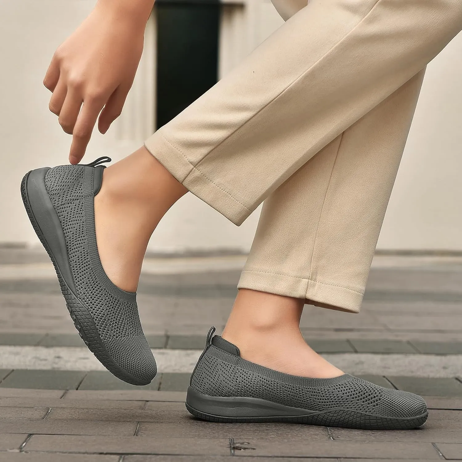 Women's Flats Slip On Go Walk Shoes for Women Comfortable Walking Sneakers Knit Low Wedge Dressy Ballet Shoes Zapatos para Mujer