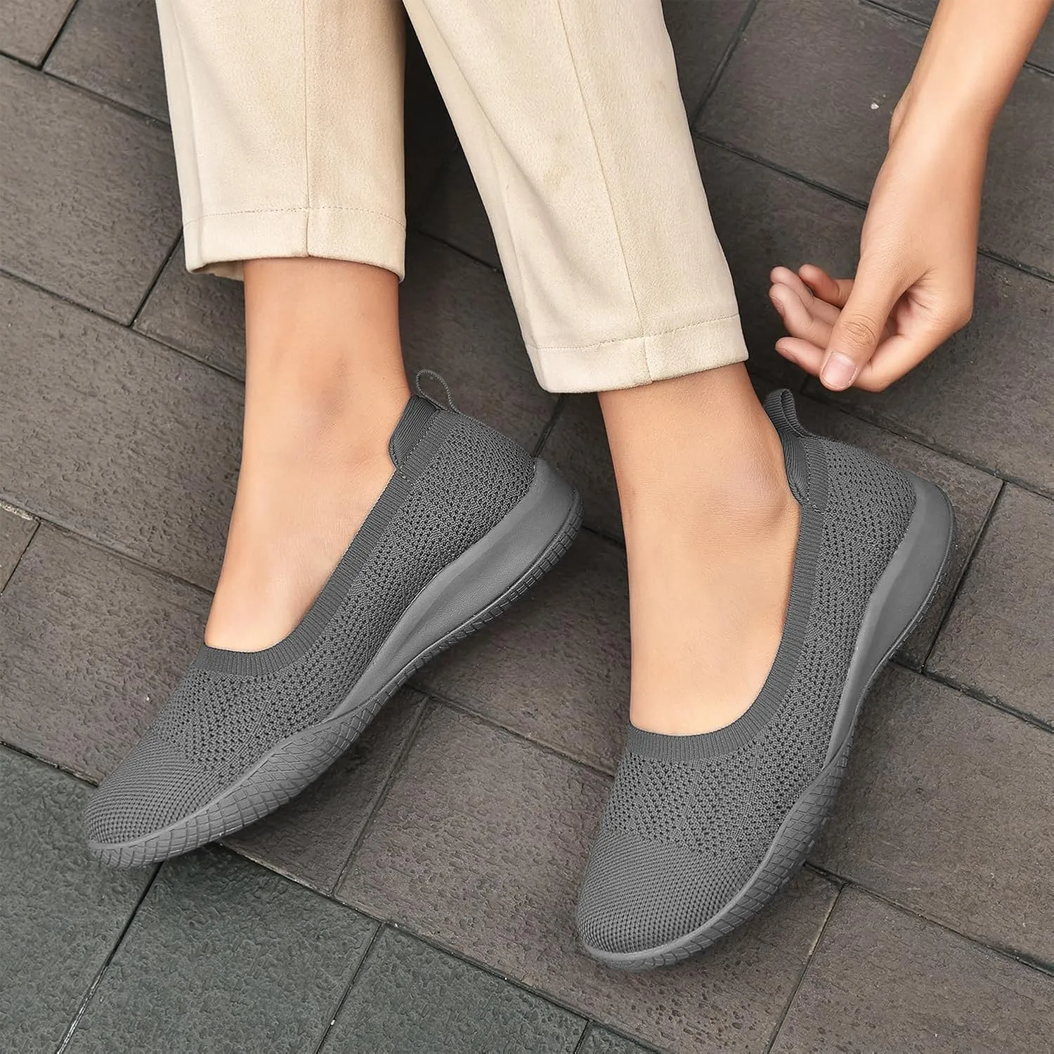 Women's Flats Slip On Go Walk Shoes for Women Comfortable Walking Sneakers Knit Low Wedge Dressy Ballet Shoes Zapatos para Mujer