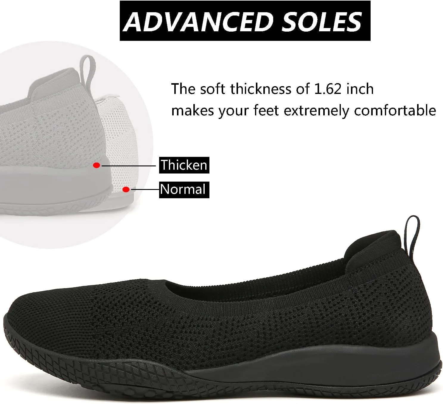 Women's Flats Slip On Go Walk Shoes for Women Comfortable Walking Sneakers Knit Low Wedge Dressy Ballet Shoes Zapatos para Mujer