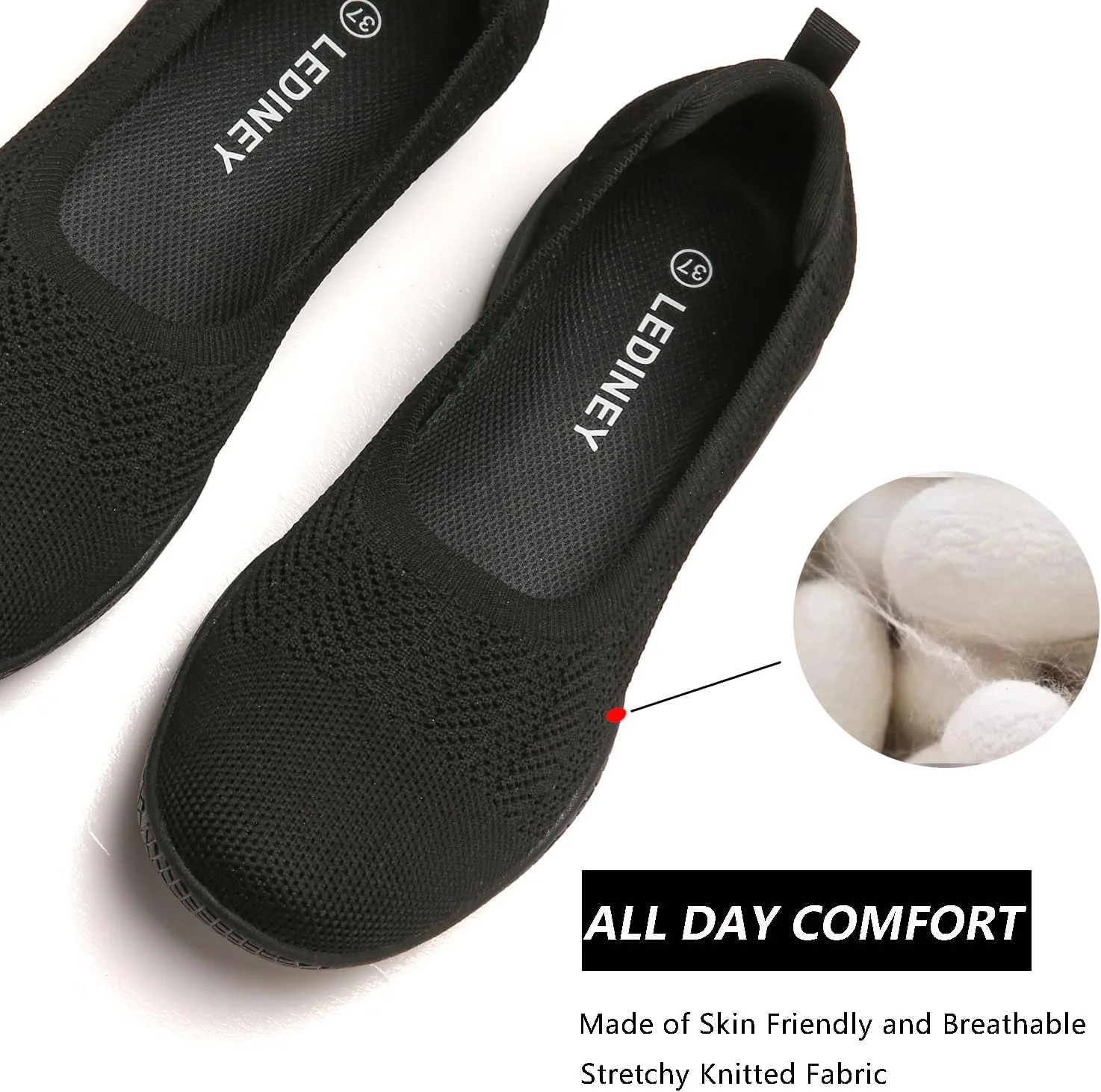 Women's Flats Slip On Go Walk Shoes for Women Comfortable Walking Sneakers Knit Low Wedge Dressy Ballet Shoes Zapatos para Mujer