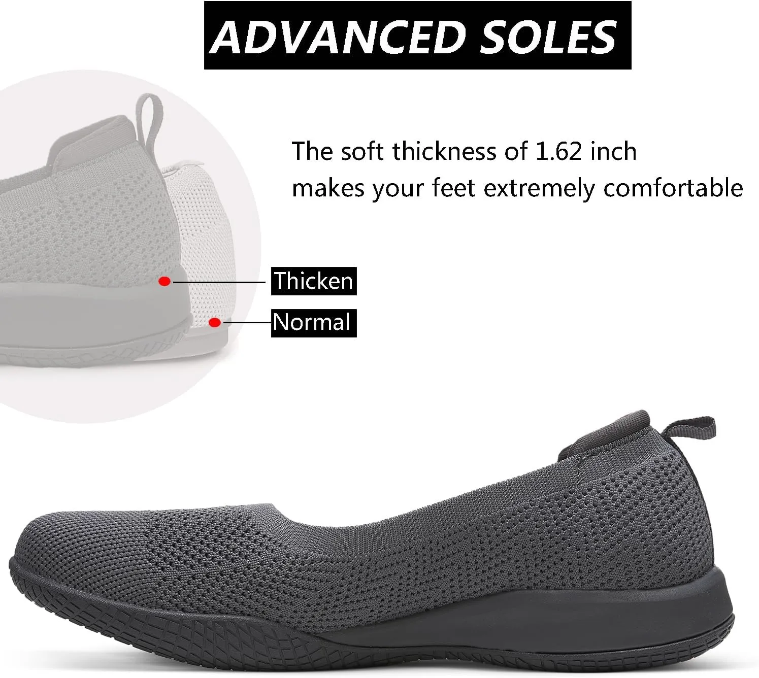 Women's Flats Slip On Go Walk Shoes for Women Comfortable Walking Sneakers Knit Low Wedge Dressy Ballet Shoes Zapatos para Mujer