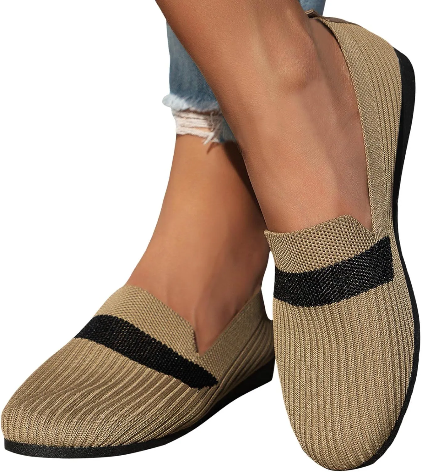 Women's Flats Walking Shoes Comfort Mesh Round Toe Ballet Flats Breathable Dress Shoe Classical Slip On Shoe for Work
