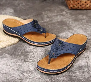 Womens Flip Flops Ladies Comfortable Walking Thong Sandals with Arch Support Summer Slip on Slippers Slip on Indoor Outdoor Beach Shoes,Blue,US9/EU40