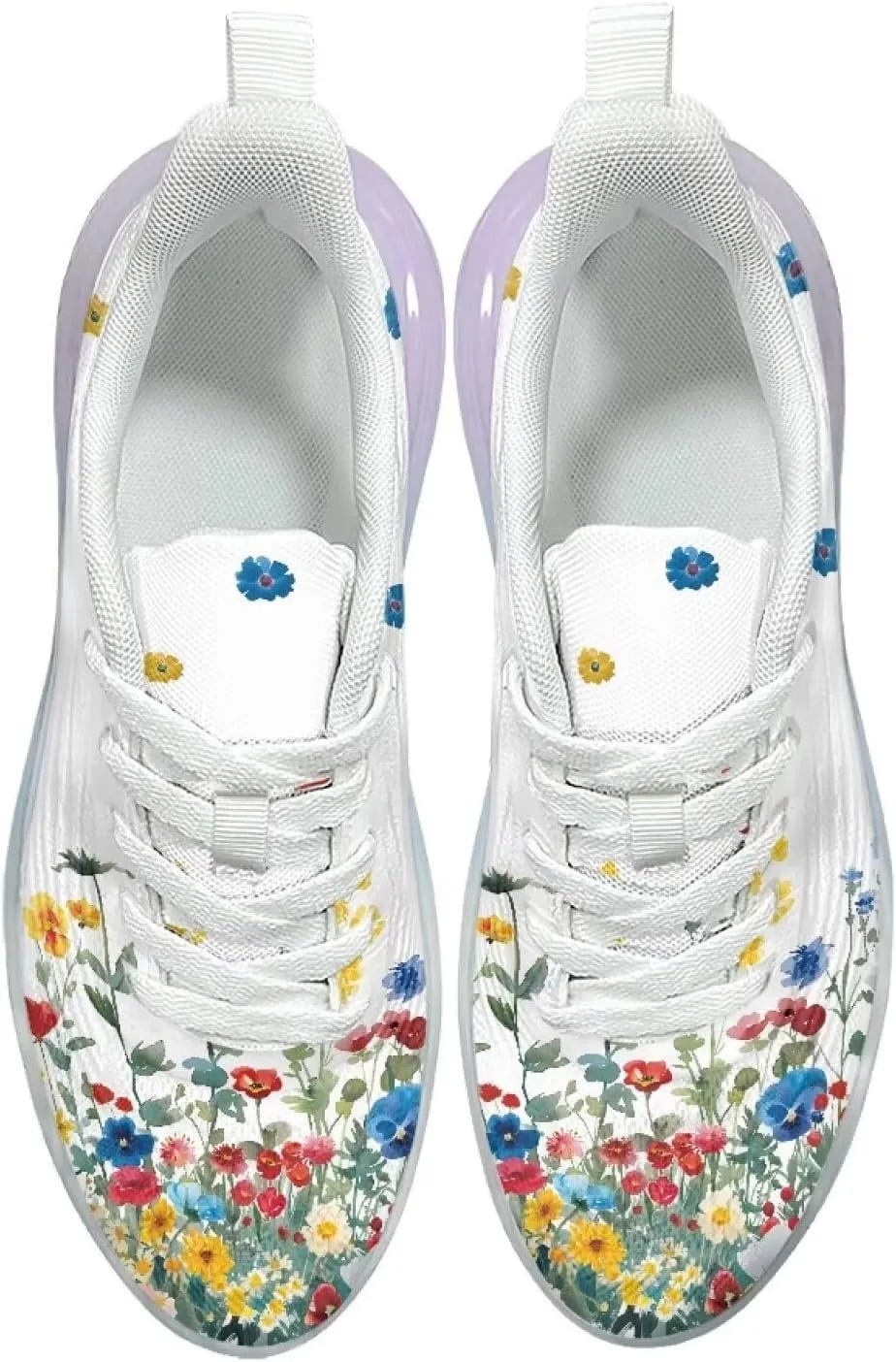 Women's Flower Sneakers Cozy Breathable Lightweight Non-Slip Air Cushion Outdoor Running Shoes for Women US 6-11