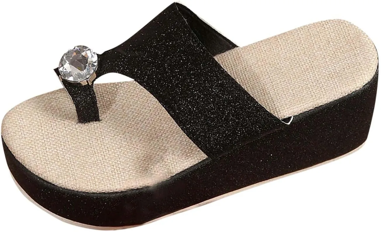 Women's High Top Slippers Wedge Sandals Summer Trendy Open Toe Indoor Outdoor Slide Slippers 2025 Casual Flip Flops
