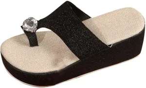 Women's High Top Slippers Wedge Sandals Summer Trendy Open Toe Indoor Outdoor Slide Slippers 2025 Casual Flip Flops