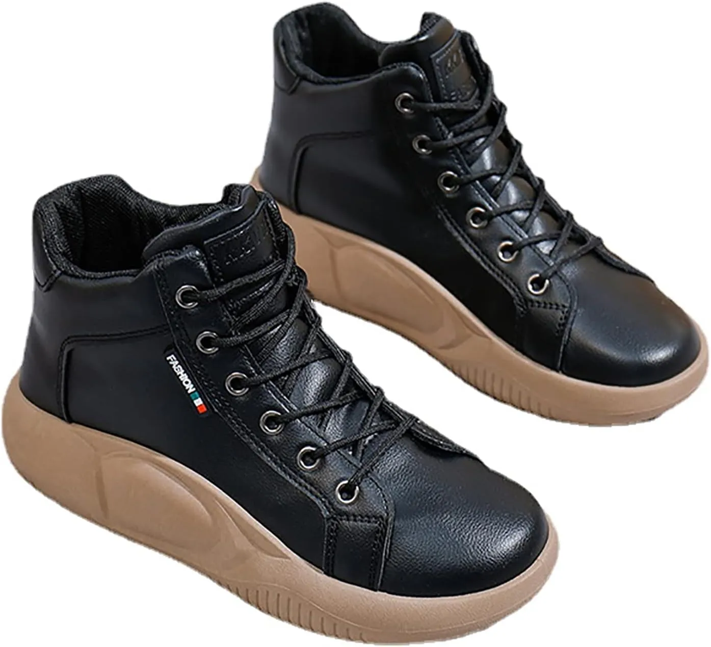 Women's High Top Thick Sole Boots,Cozy Thermal Fur Lining Non-Slip Fashion Boot Casual Lace Up Sneakers