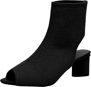 Women's Knit Toe Chunky Heel Ankle Boots Open Pointed Toe Slingback Heeled Sandals Summer High Heels for Little Girl