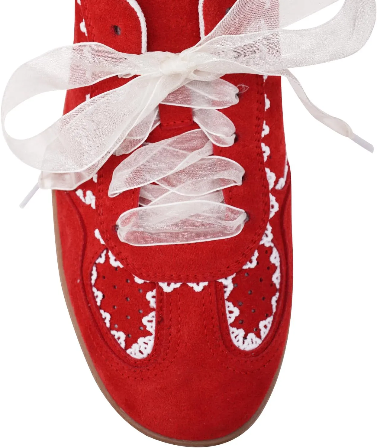 Women's Lace Detail Lace-Up Casual Sneakers - Elegant Ribbon Ribbon Lace Walking Shoes Non-Slip Sole Breathable Comfort for Daily Outfits