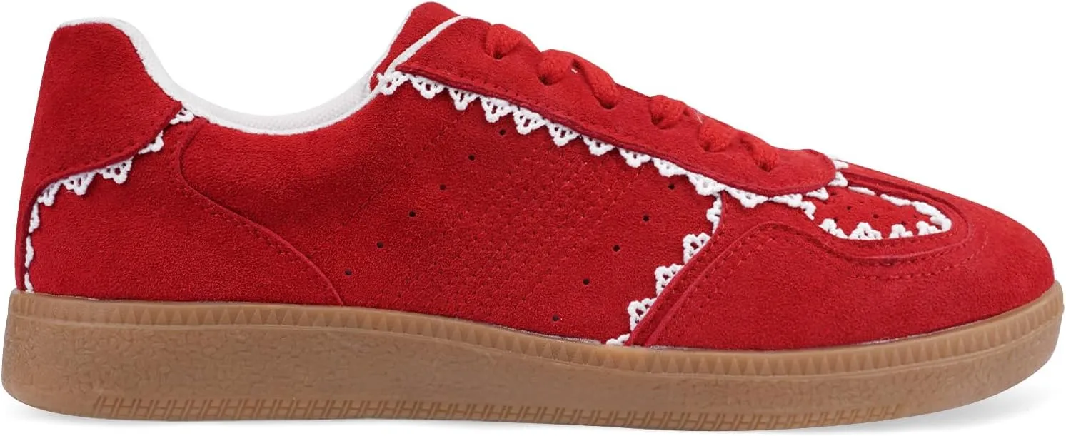 Women's Lace Detail Lace-Up Casual Sneakers - Elegant Ribbon Ribbon Lace Walking Shoes Non-Slip Sole Breathable Comfort for Daily Outfits