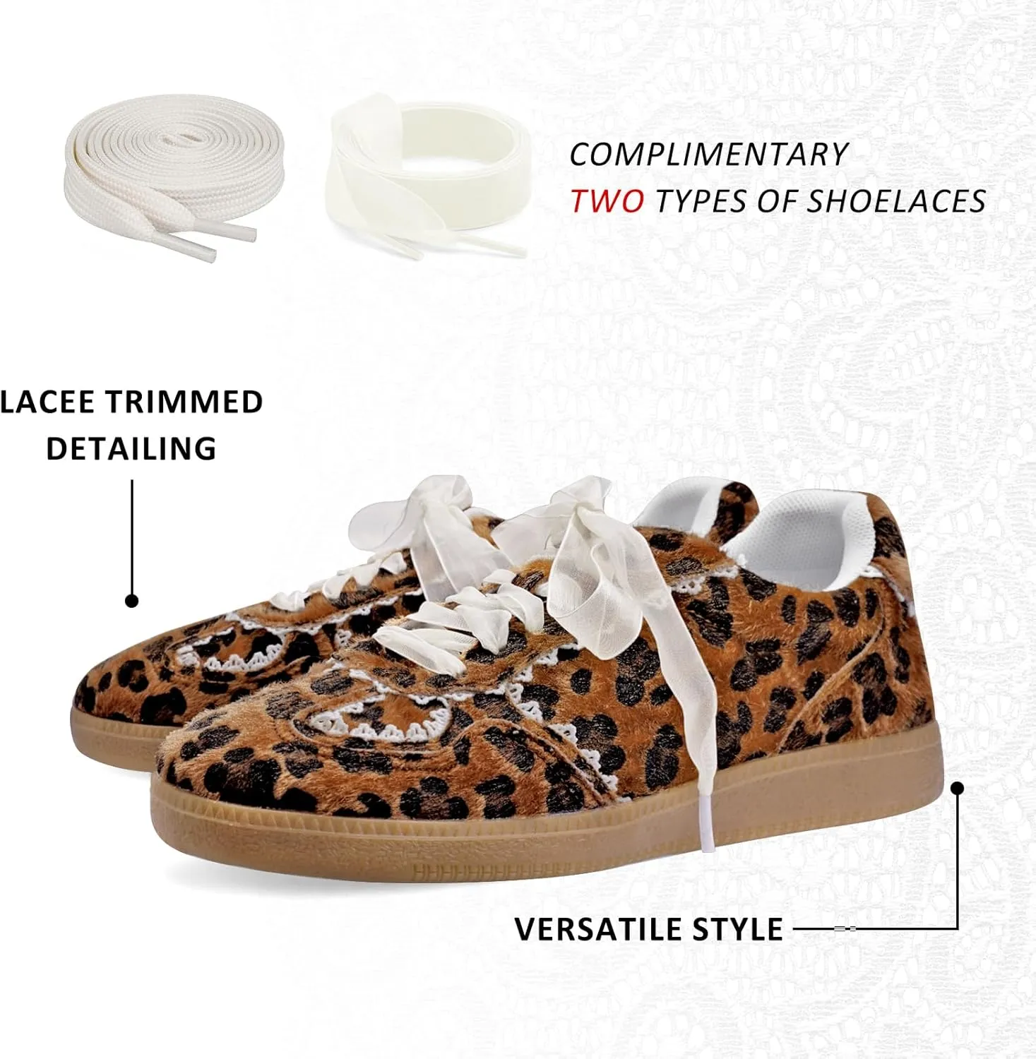 Women's Lace Detail Lace-Up Casual Sneakers - Elegant Ribbon Ribbon Lace Walking Shoes Non-Slip Sole Breathable Comfort for Daily Outfits
