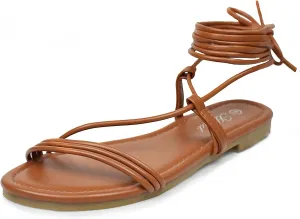 Women's Lace up Strappy Flat Sandals Open Toe Tie up Gladiator Dressy Sandals