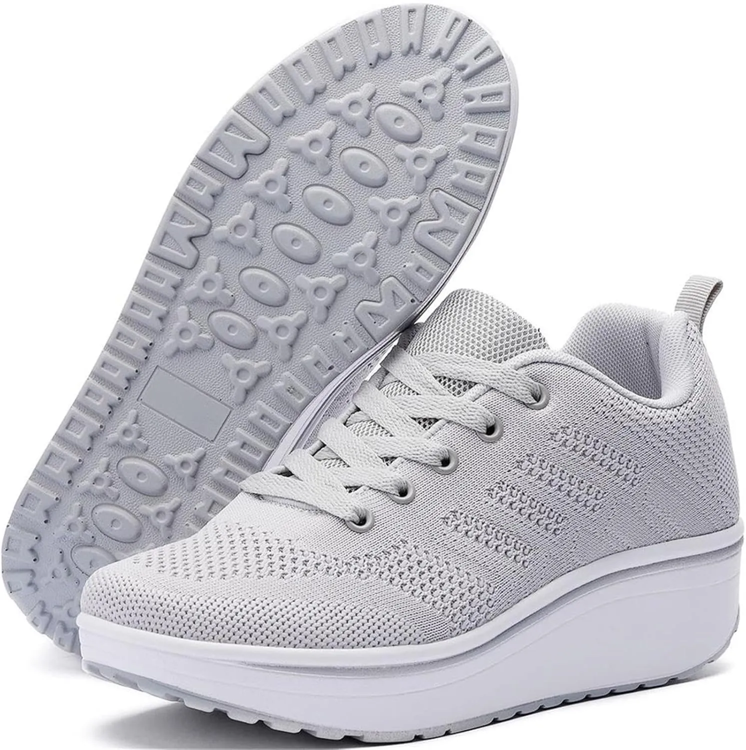 Women's Lace Up Wedge Inner Heightening Walking Shoe Breathable Fashion Sneakers Lightweight Non Slip Workout Shoes