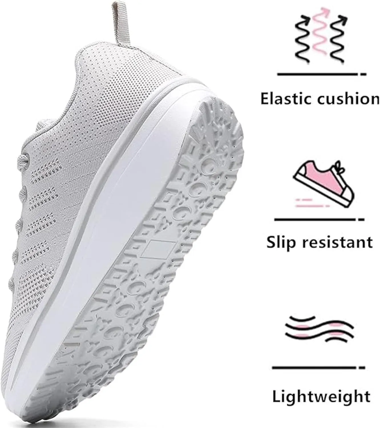 Women's Lace Up Wedge Inner Heightening Walking Shoe Breathable Fashion Sneakers Lightweight Non Slip Workout Shoes