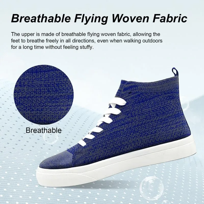 Women's Men’s Fashion Sneakers High Top Lace Up Shoes for Women Men Breathable Flying Woven Mesh Sneakers Casual Outdoor Sport Running Walking Shoes