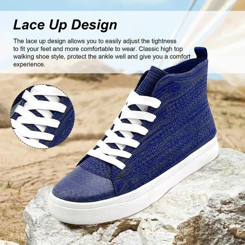Women's Men’s Fashion Sneakers High Top Lace Up Shoes for Women Men Breathable Flying Woven Mesh Sneakers Casual Outdoor Sport Running Walking Shoes