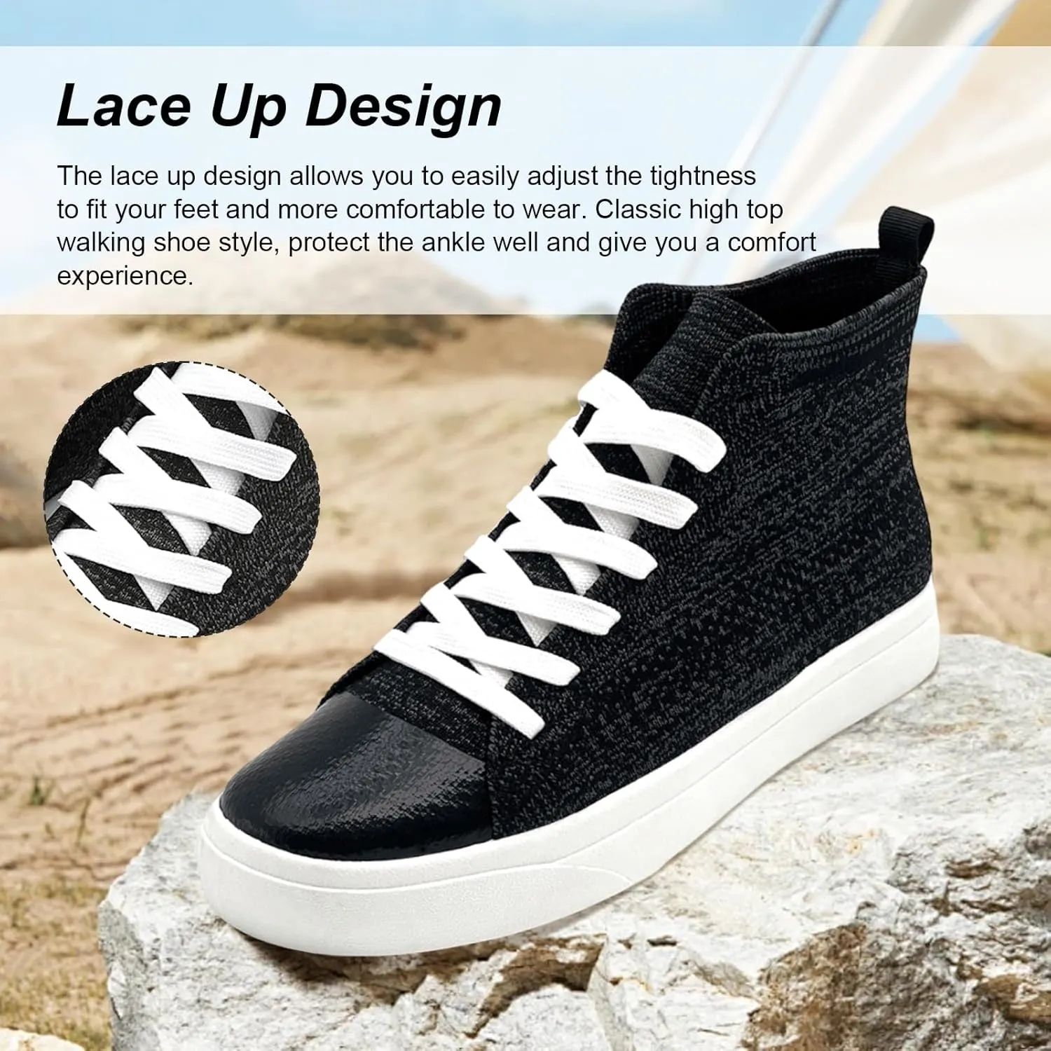 Women's Men’s Fashion Sneakers High Top Lace Up Shoes for Women Men Breathable Flying Woven Mesh Sneakers Casual Outdoor Sport Running Walking Shoes