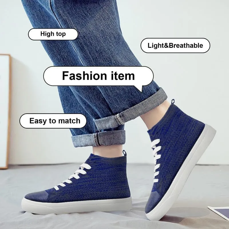 Women's Men’s Fashion Sneakers High Top Lace Up Shoes for Women Men Breathable Flying Woven Mesh Sneakers Casual Outdoor Sport Running Walking Shoes