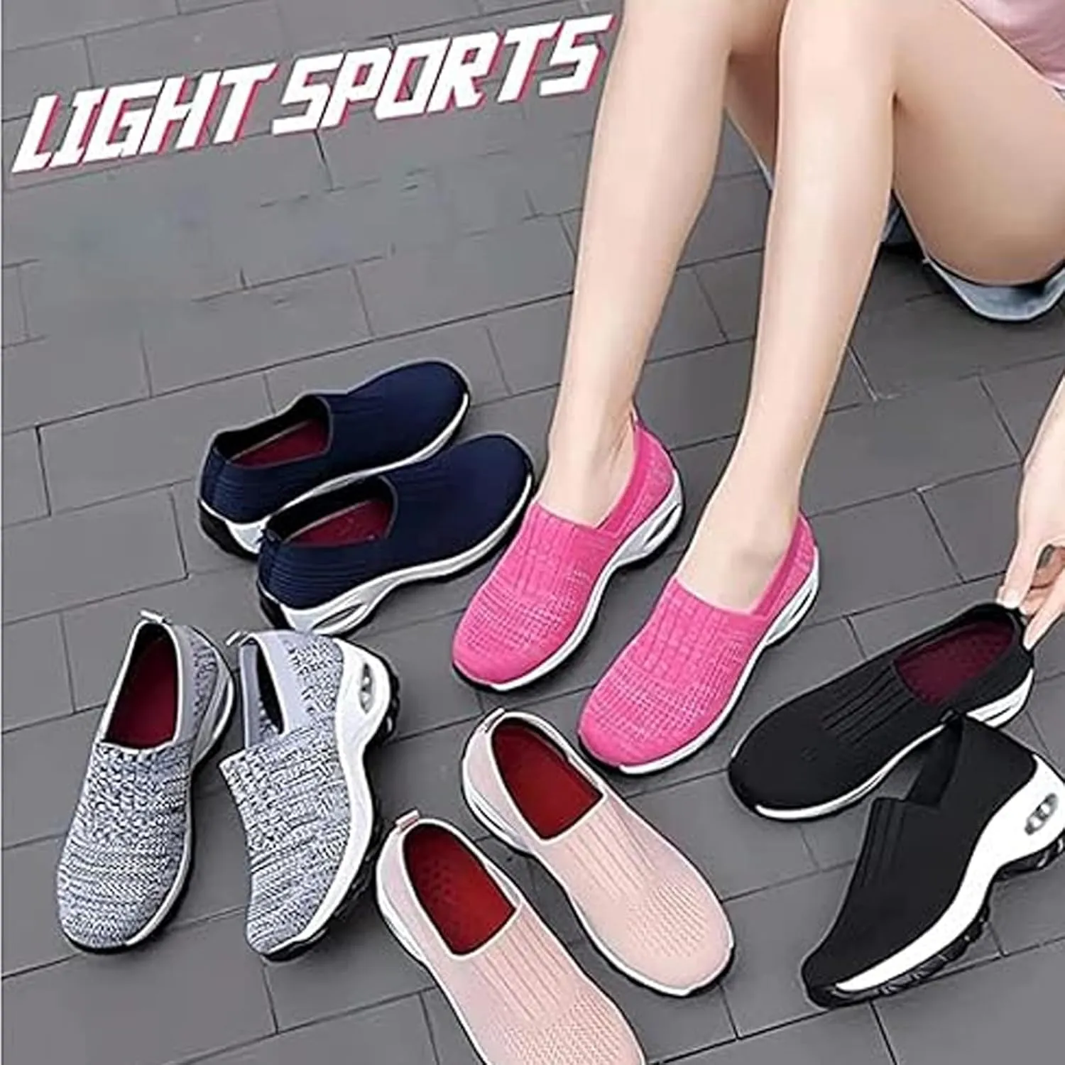 Women's Orthopedic Schedule Diabetic Walking Shoes Diabetic Mesh Hands Free Slip Ins Breathable Comfortable Casual Ladies Sport Outdoor Athletic Sneakers